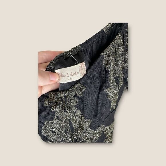 Altar’d State Gold Black Puff Sleeve Mini Dress Size XS - Picture 5 of 5